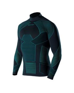Biotex Maglia Ciclismo Running Intima Invernale Manica Lunga Biotex Warm Lupetto Icebreak Nero Azzurro