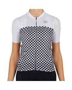 Maglia Ciclismo Donna Sportful Maniche Corte Checkmate Jersey Super Offerta Bianco Nero
