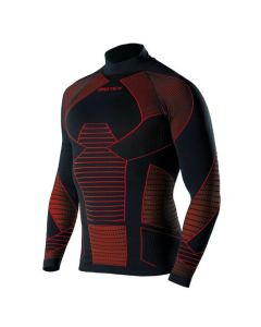 Biotex Maglia Ciclismo Running Intima Invernale Manica Lunga Bioflex Warm Lupetto Icebrak Nero rosso