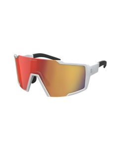 Occhiali Ciclismo Scott Shield Bianco Opaco Lenti Red Chrome