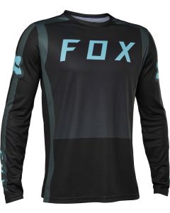 Maglia Fox Defend Maniche  Lunghe Jersey Nero Verde smeraldo MTB Enduro E-bike