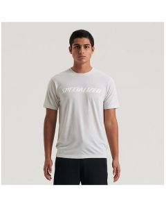 Maglia Maniche Corte T-Shirt Wordmark Tee SS Specialized Beige scritta Bianca