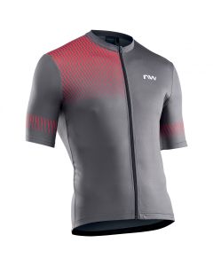 Northwave MAGLIA Maniche Corte Ciclismo Origin Jersey Black Grigio e Rosso