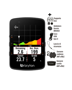 Bryton Rider 550E Ciclocomputer con Fascia Cardio e Sensori Cadenza