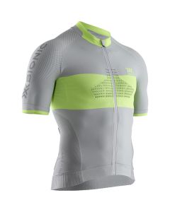 Maglia X-Bionic Regulator Bike Race Zip Manica Corta Grigio Verde Lime Ciclismo e Running