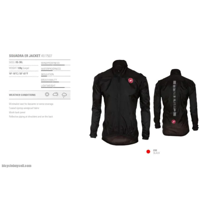 Giacchetto Anti Vento e Pioggia Squadra ER Jacket Nero Castelli Uomo